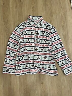 Moose Print Soft Velour Button-down Pajama Shirt